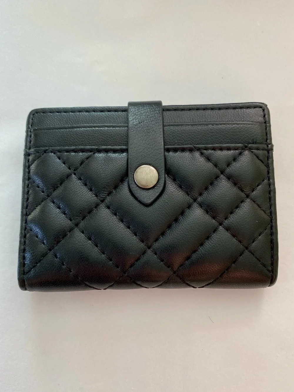 Kurt Geiger Quilted Black Leather Snap Wallet NWOT